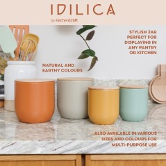 KitchenCraft Idilica Kitchen Canister with Beechwood Lid, 12 x 12cm, Terracotta