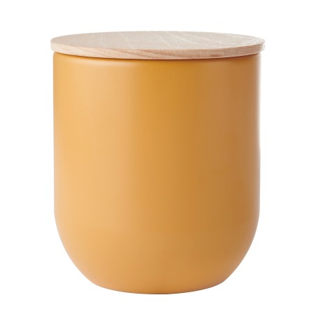 KitchenCraft Idilica Kitchen Canister with Beechwood Lid, 9 x 10cm, Yellow