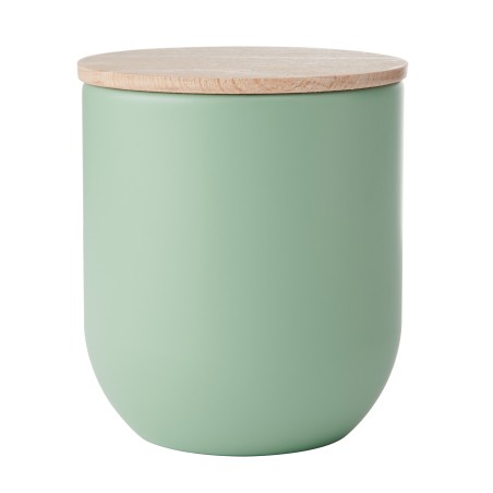 KitchenCraft Idilica Kitchen Canister with Beechwood Lid, 9 x 10cm, Green