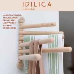 KitchenCraft Idilica Beechwood 6-Rail Wall Rack