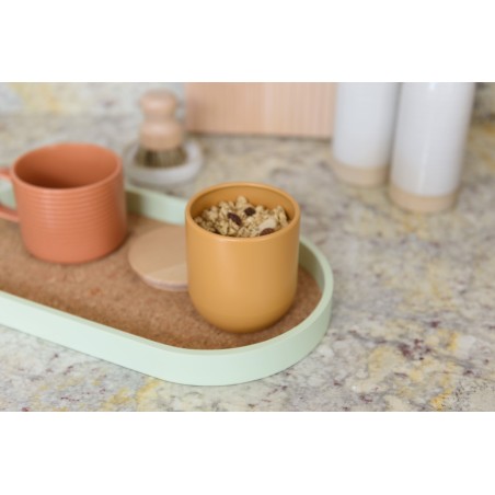 KitchenCraft Idilica Oval Serving Tray with Cork Veneer Base, 38 x 20cm