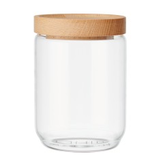 KitchenCraft Idilica Glass Storage Jar with Beechwood Lid, 500ml