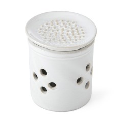 KitchenCraft Idilica Stoneware Garlic Storage with Grater Lid, Cream