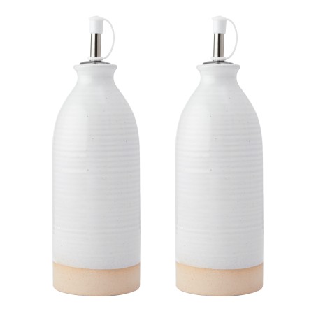 KitchenCraft Idilica Oil and Vinegar Bottles, Set of 2, Cream, 450ml