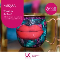 Mikasa x Sarah Arnett Stainless Steel Moscow Mule Mug, 450ml, Lips