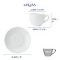 Mikasa Chalk Set of 2 Porcelain Espresso Cups and Saucers, 90ml, White