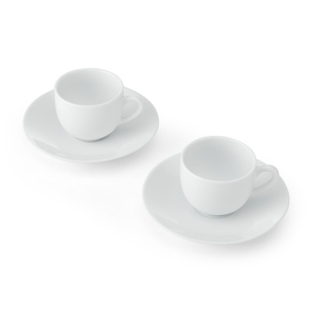 Mikasa Chalk Set of 2 Porcelain Espresso Cups and Saucers, 90ml, White