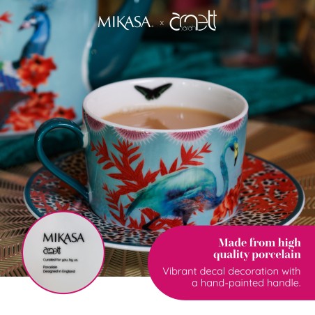 Mikasa x Sarah Arnett Porcelain Cup and Saucer Set, 250ml