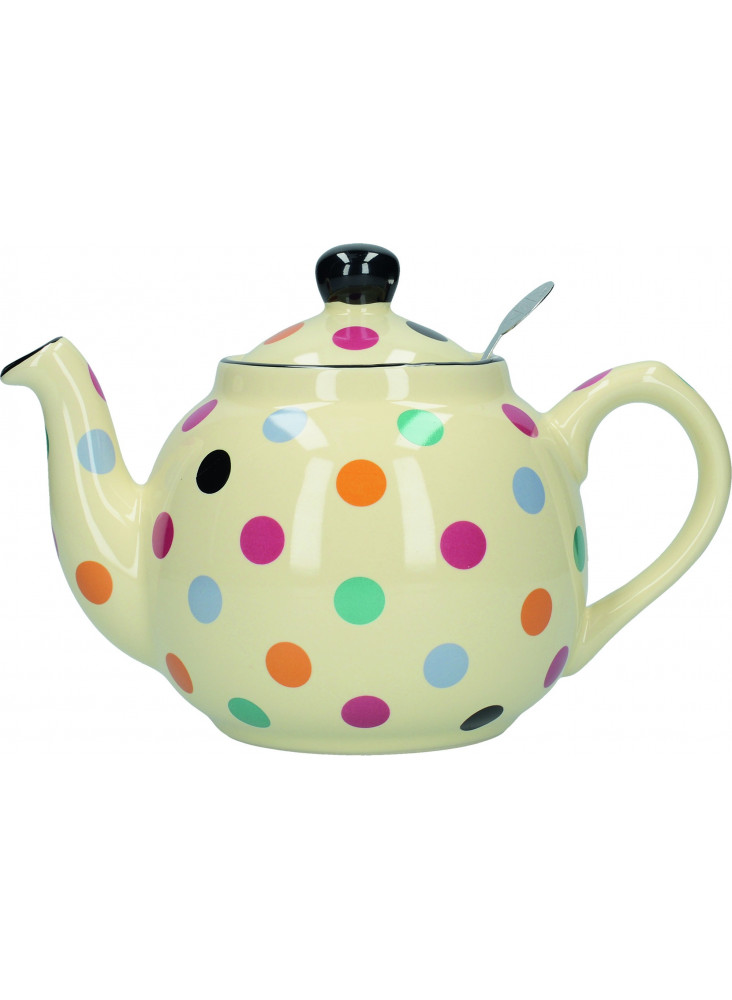 London Pottery Farmhouse 2-Cup Teapot Ivory Multi Spot London Pottery Farmhouse 2-Cup Teapot Ivory Multi Spot