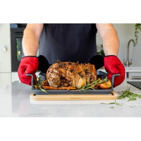 MasterClass 2 Piece Roast And Rest Set With Handles, Silicone Rack Resting Board To Carve and Serve